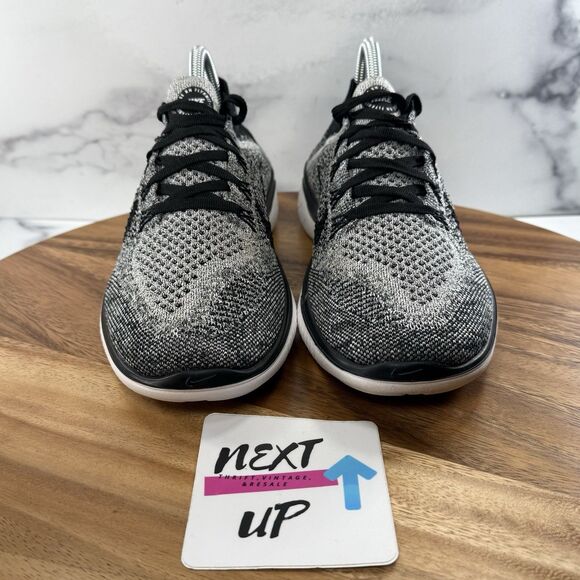 Men's Size 7 fits Womens 8.5-Nike Free RN Flyknit 2018 Running Shoes ‘Oreo’ - Picture 2 of 9
